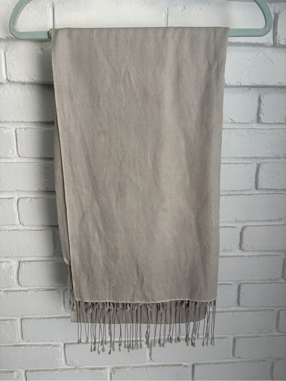 Elegant Neutral Fringe Wrap Scarf - Light gray